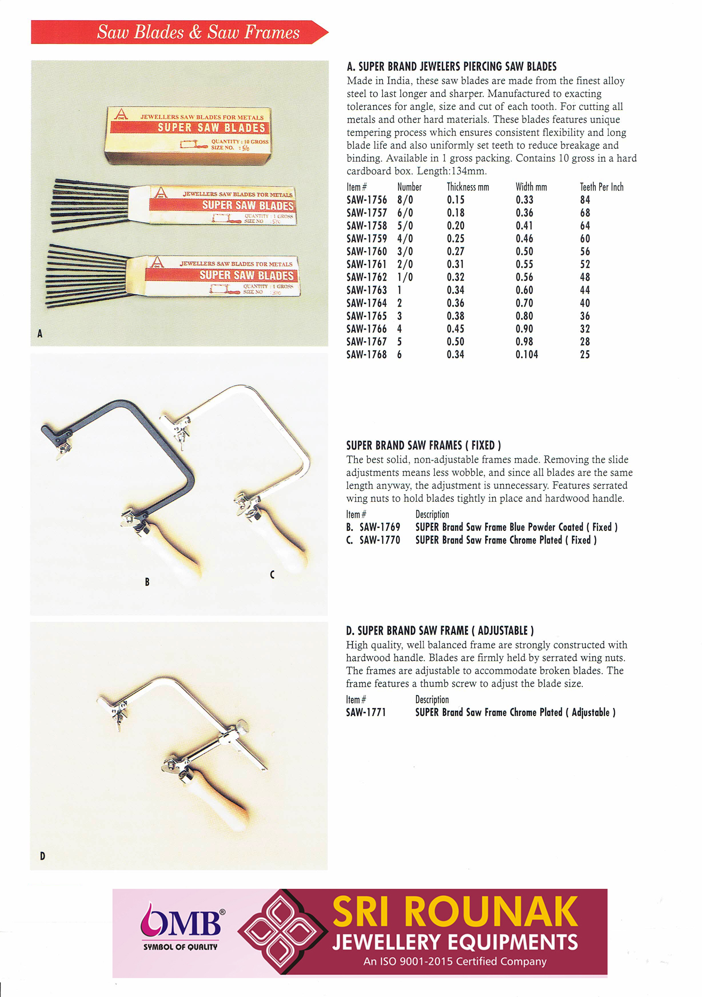 jewelry saw blade sizes